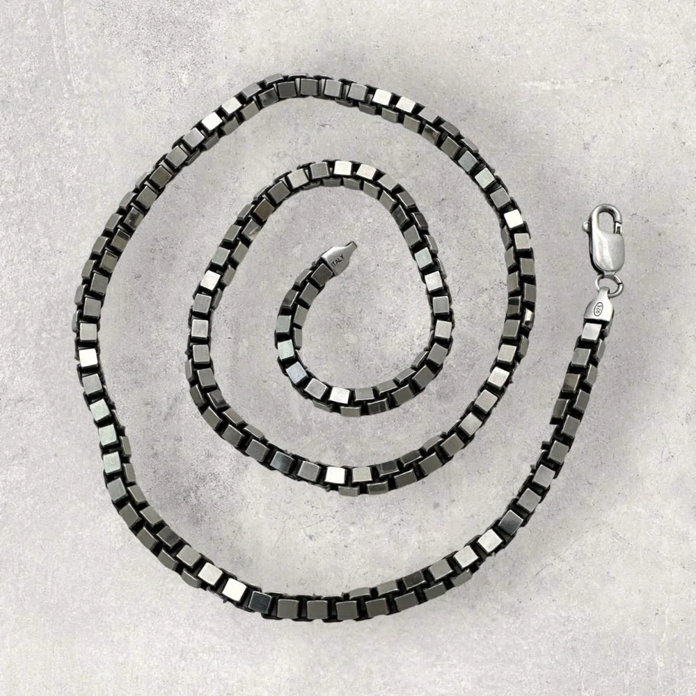 925 ITALY Sterling Silver 5mm Box Chain Men's Necklace - Picture 5 of 6